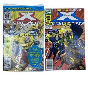 Lot of 2 X-Factor Marvel Comics (#71 & #84) Signed by Larry Stroman VF+/NM